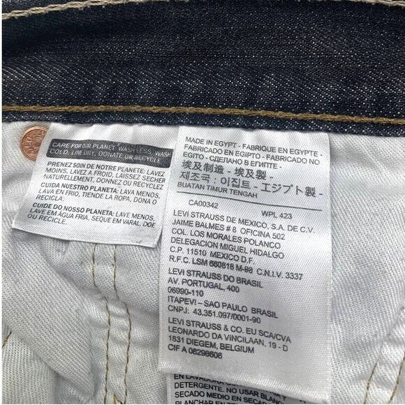 Levi Strauss 501 Button Fly Jeans 42/32 Mens Dark Blue Original Fit Straight Leg - Picture 4 of 8